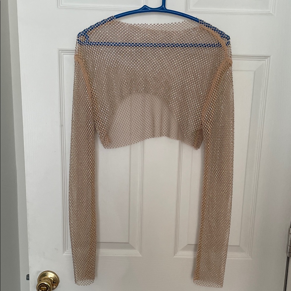 Tan Mesh Long Sleeve Shirt
